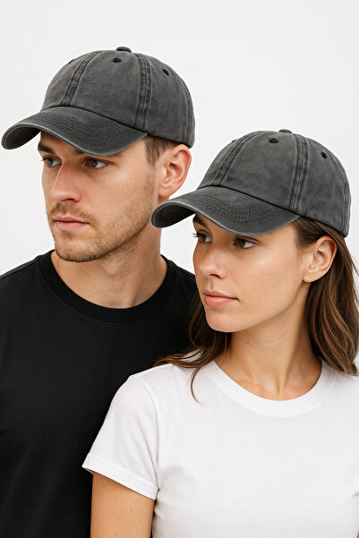 CapZone Distressed Washed Vintage Unisex Hat – Adjustable Denim Sports Cap Black