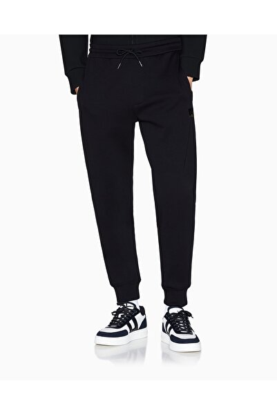 Armani Exchange Men's Stretch Cotton Logo Regular Fit Jogger Regular Waist Black Pants Xm001886 Af10818-Mc004