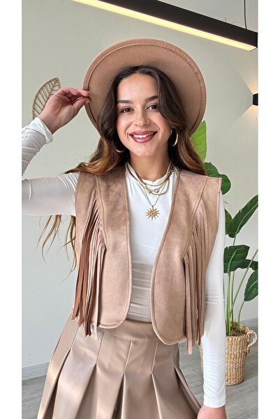 modadagiyim Women's Special Design Tasseled Short Vest