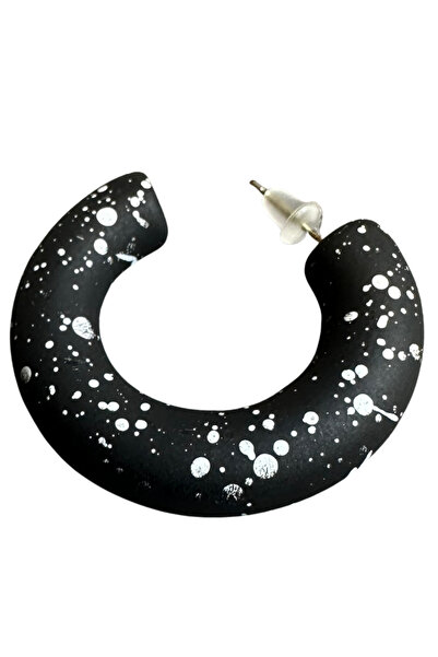 Uretti - Irem 3914 Dalmatian Patterned Metal Hoop Earrings