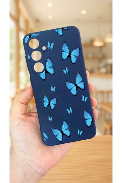 Vip Case جراب مطاطي كلاسيكي ممتص للصدمات من السيليكون بنمط الفراشة الزرقاء مت...