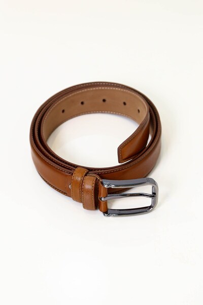 Velvarde Classic Stitched Leather Belt Tan