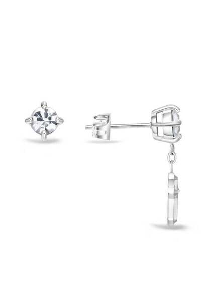 Police أقراط فضية مرصعة بالكريستال والصليب غير متطابقة للرجال