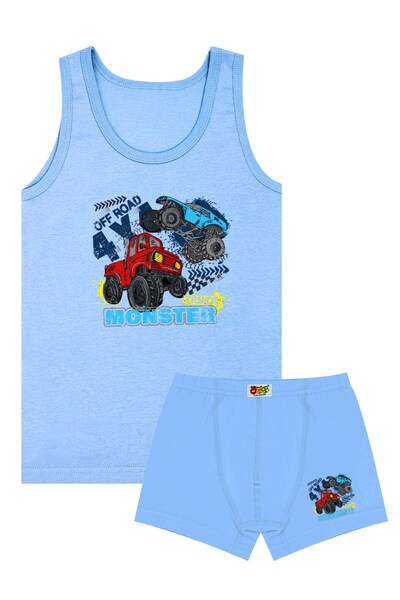 Öts Tricou pentru băieți boxeri material elastic Blue Tractor (96% bumbac - 4% elastan)