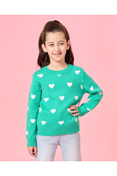 REDTAG سترة خضراء محبوكة للبنات