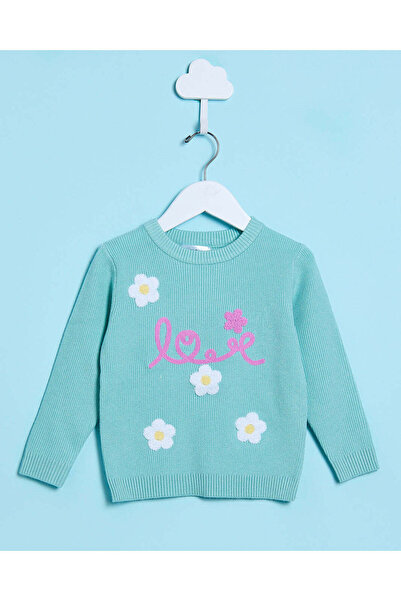 REDTAG سترة محبوكة باللون الأزرق المخضر للبنات الرضع