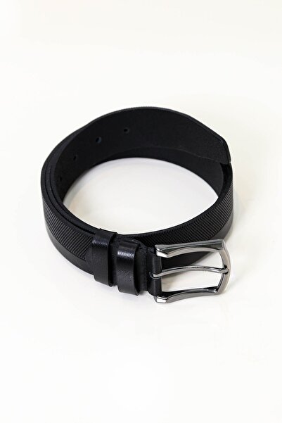Velvarde Classic Patterned Leather Belt Black