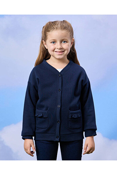REDTAG Girls Navy Button Front Cardigan