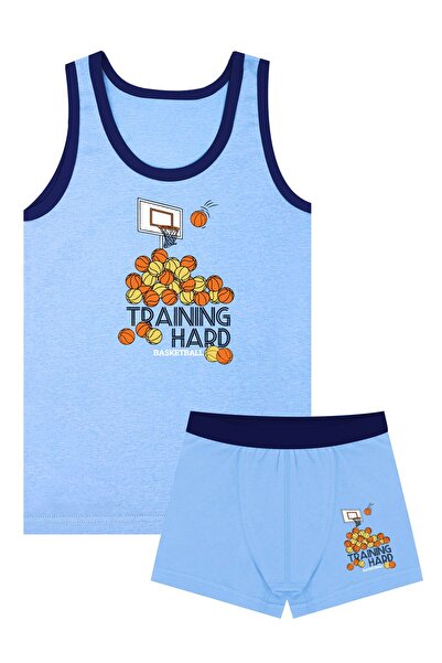 Öts Tricou pentru băieți boxeri material elastic Albastru baschet (96% bumbac - 4% elastan)