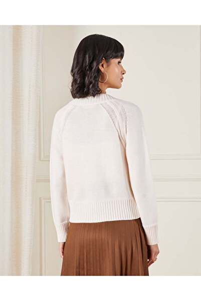 REDTAG Women Ivory Button Front Knit Cardigan