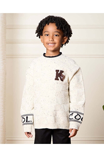 REDTAG سترة بيضاء مطرزة بدب للأولاد