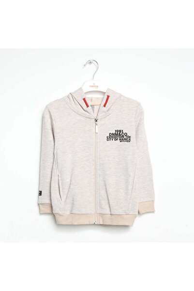 NANİCA BEJ Erkek Çocuk Kapşonlu Fermuarlı Sweatshirt 1-5 Yaş