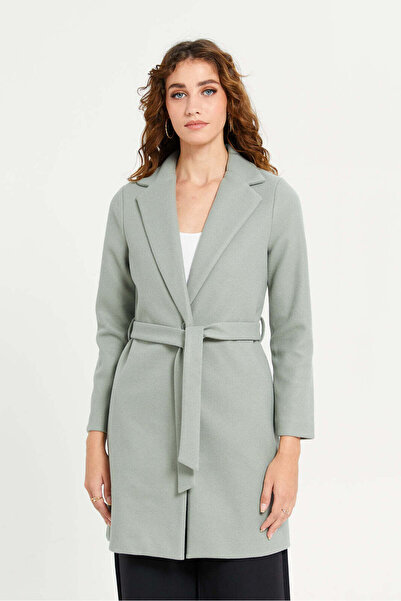 REDTAG Women Mint Long Line Tie Belted Coat