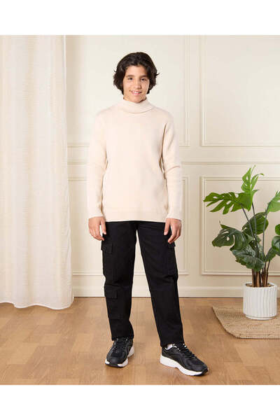 REDTAG Senior Boys Beige High Neck Pullover