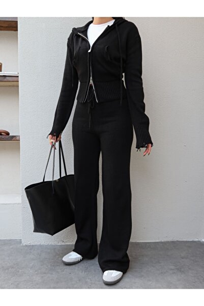 ESRAHELVACI Çift Fermuarlı Triko Takım