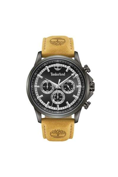 Timberland ساعة برناردستون متعددة الوظائف للأولاد مقاس 45 مم - مينا أسود وحزا...