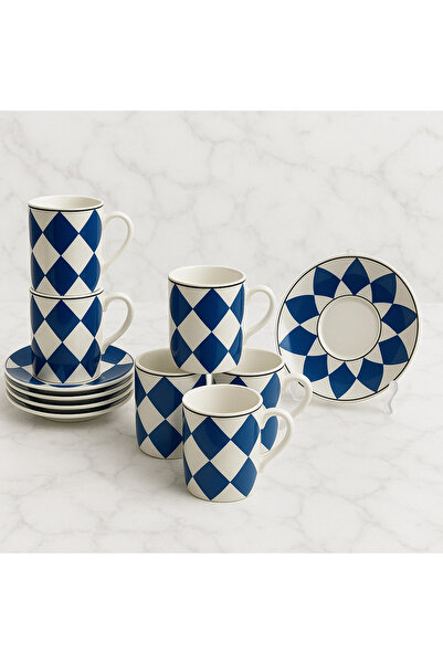 Ayzem طقم فناجين قهوة نيو بون ستار 6 أشخاص سعة 90 مل