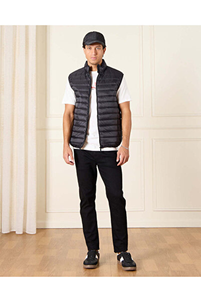 REDTAG Men Navy Sleeveless Puffer Jacket
