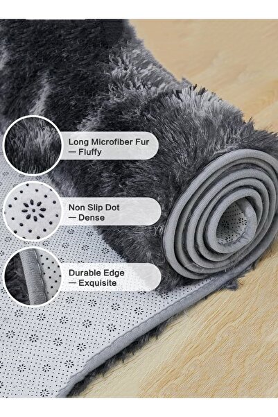 Generic سجادة دائرية ناعمة بطول 160 سم، سجادة دائرية مصبوغة بالربط، سجادة دائرية رمادية اللون، سجادة ناعمة لغرفة الأطفال