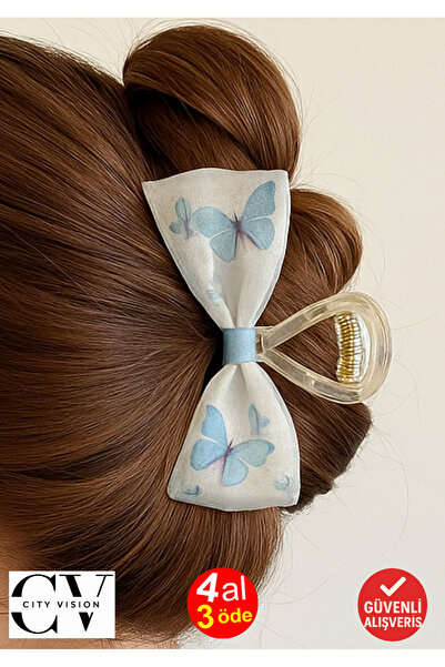 cityvision Model cu model fluture albastru, model cu fundă, agrafă transparentă pentru păr, 11 cm – Design elegant și rafinat