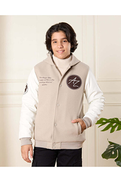 REDTAG سترة بيسبول بغطاء رأس بيج للأولاد الكبار