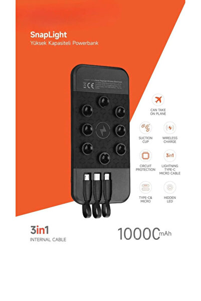 Olinza Shop 10.000 MAH VAKUMLU WİRELESS POWERBANK DAHİLİ ÇOKLU KABLO 3İN1 KAB...