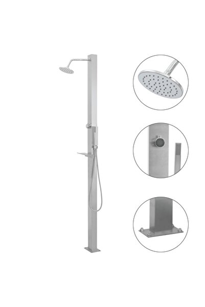 vidaxl دش خارجي من الفولاذ المقاوم للصدأ مستقيم