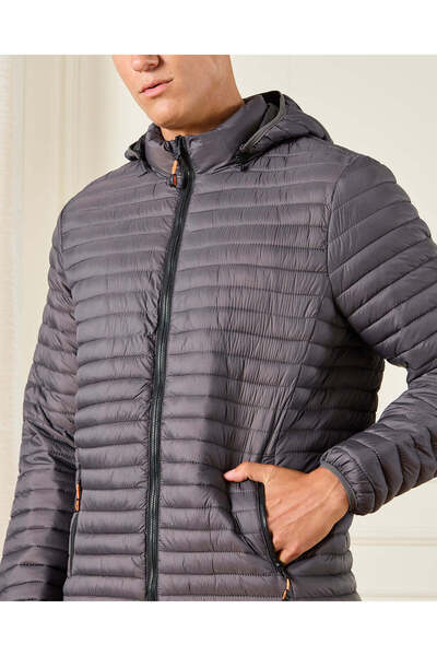 REDTAG Men Grey Embellished Padded Jacket