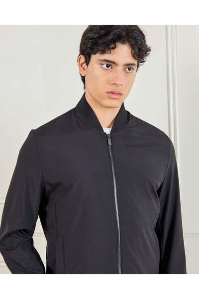 REDTAG Men Black Bomber Jacket