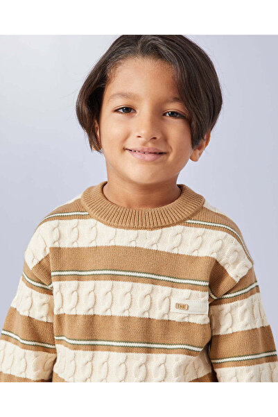 REDTAG Boys Cream Striped Pull Over