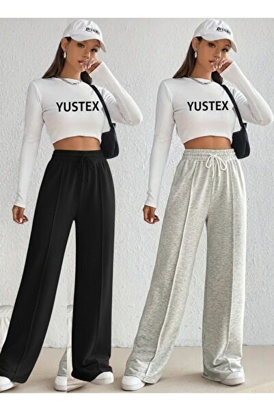 CAONNES طقم بدلة رياضية شتوية مكونة من قطعتين حواف أسطوانية (أسود-رمادي) بنطل...