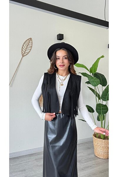 modadagiyim Women's Special Design Tasseled Short Vest