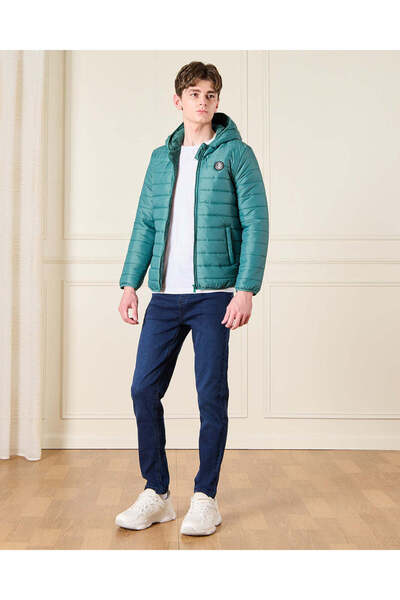 REDTAG Senior Boys Green Sherpa Lining Puffer Jacket