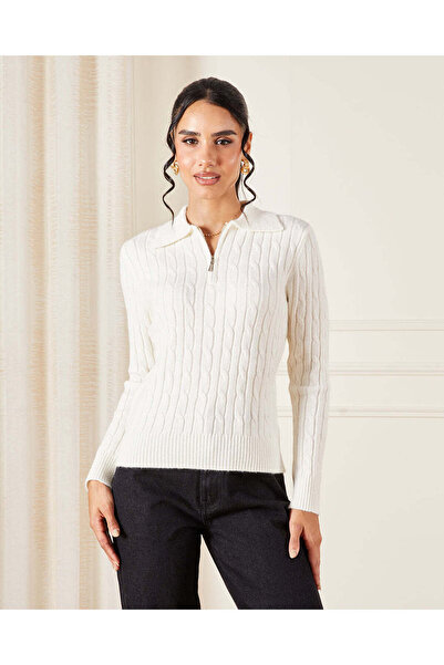 REDTAG Women Ivory Knitted Top
