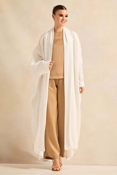 REDTAG Women Ivory Open Front Kimono Dress