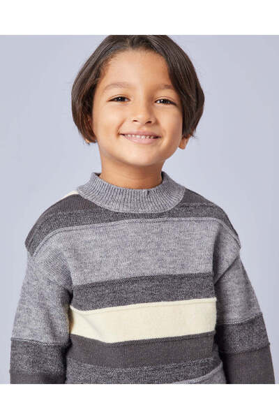 REDTAG Boys Grey Striped Pull Over