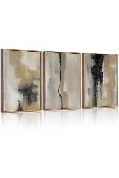 ALAYRA International لوحة فنية تجريدية باللونين الأسود والرمادي (مؤطرة 30×40 ...