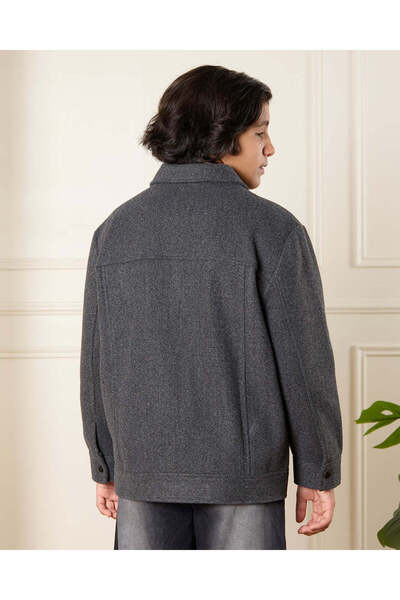 REDTAG Senior Boys Charcoal Melton Jacket