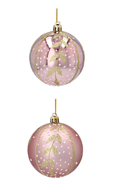 Selgot Christmas baubles, diameter 8 cm, 6 pcs, color pink-gold, model 3