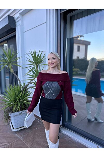 For Angels Baklava Patterned Madonna Collar Fleece-Lined Sweater