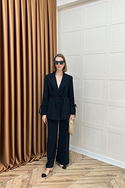 Stilife Σετ μπουφάν με λεπτομέρεια κορδόνι σε μαύρο χρώμα