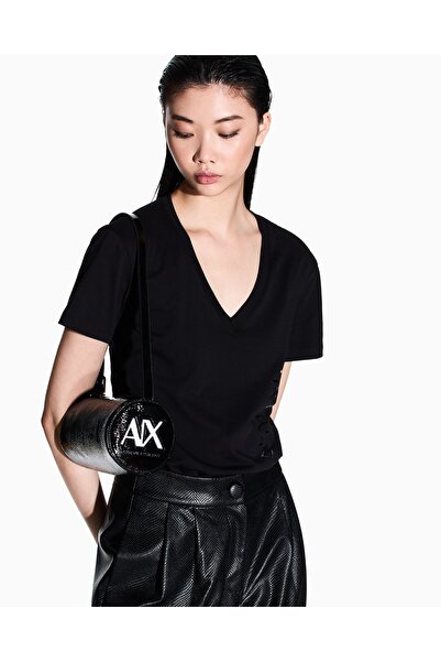 Armani Exchange Women's Shiny Patent Leather Ax Logo Mini Black Handbag Xw001216 Af17122-Uc001