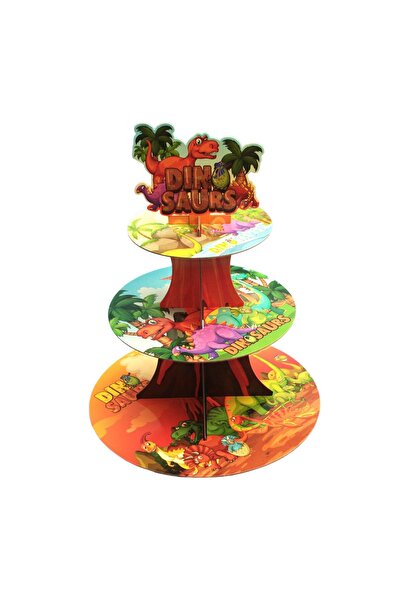 Flippy Suport Etajat pentru Prajituri, Flippy, cu Tematica Dinozauri, 3 Nivel...