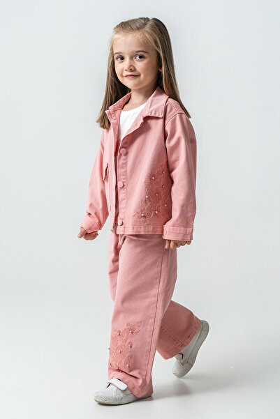 kinderos Girl's 3-Piece Set with Pearl and Floral Embroidery - 26K 6367