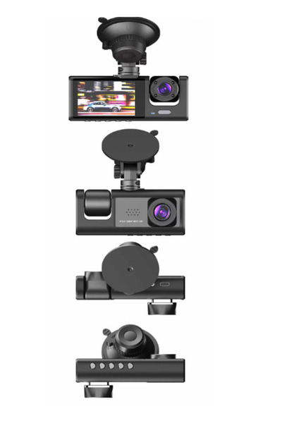 BASE Car DVR Dash Camera Full Hd 1080p 170 Degree Ultra Wide Field of View Lcd Screen 3 Lenses