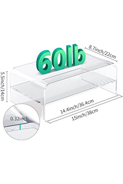 Slasa 2-Tier Clear Acrylic Monitor Stand 22x24x38 cm Desktop Riser Organizer