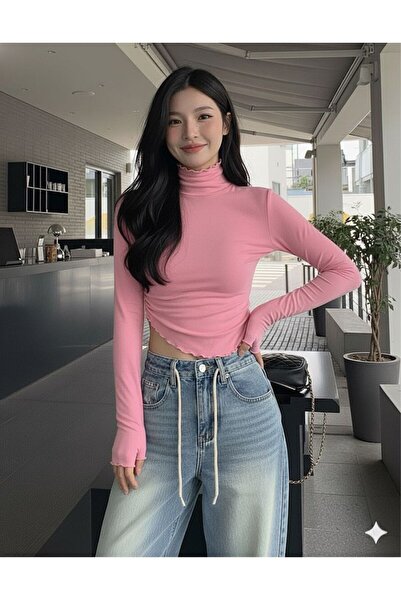 peri tower Women's Inner Shirt Fleece-Lined High Neck S Slim Fit Long Sleeve Blouse 0047