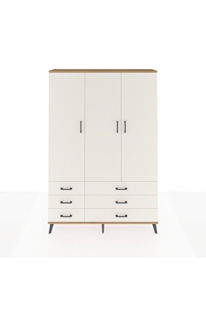 Dienni Arges Dolap 5 Raflı 6 Çekmeceli Tek Askılı 132x30x195 Çam-Aytaşı/Aytaşı