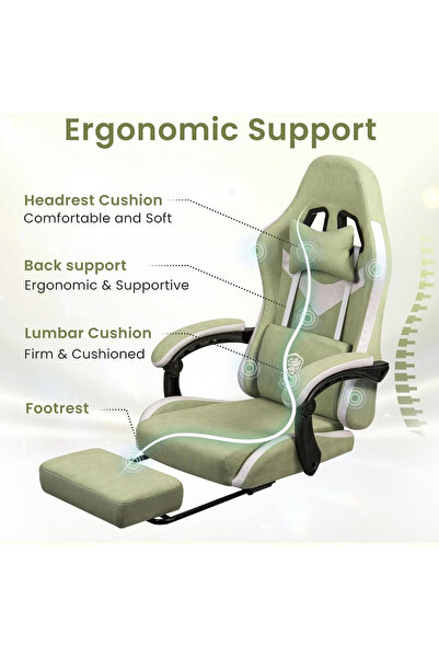 Gogoya gaming Chair - Ergonomic Reclining Office Computer Desk Chair with Footrest (Green)