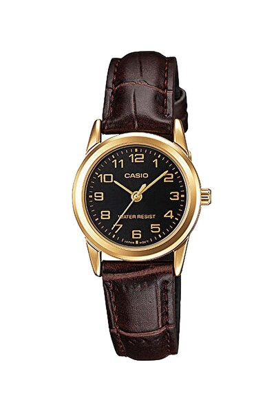 Casio Women's Leather Quartz Analog Watch LTP-V001GL-1BUDF - 25 mm - Dark Brown